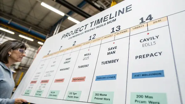 A calendar showing a multi-week timeline for mold production.