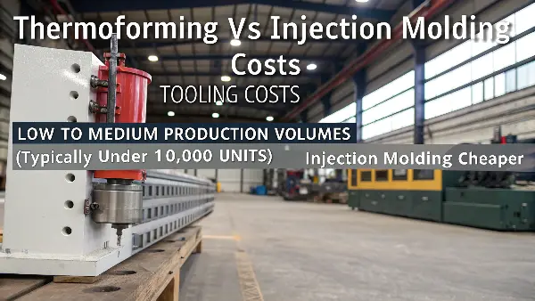 A graph showing the cost-per-part crossover point between thermoforming and injection molding