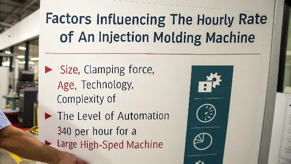 Injection Molding Machine Hourly Rates An array of different-sized injection molding machines in a factory