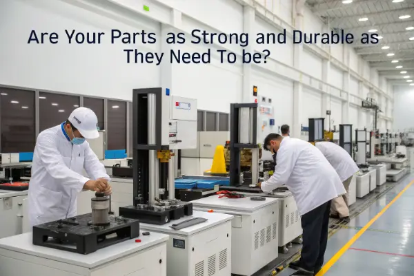 Mechanical Testing for Plastic Parts A tensile testing machine stretching a plastic sample to its breaking point.