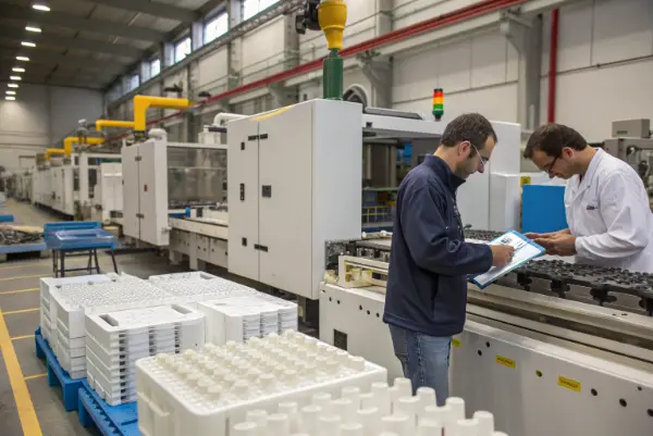 Extremely thin, lightweight plastic containers, demonstrating the capability of thin-wall molding.