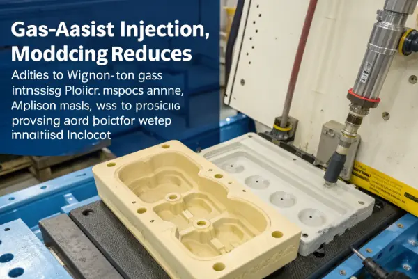 A cutaway view of a plastic handle showing the hollow channel created by gas-assist molding.