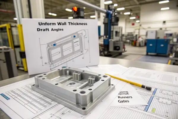 A detailed CAD drawing of an injection mold