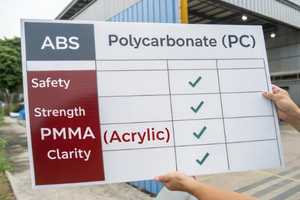 ABS vs PC vs PMMA material comparison