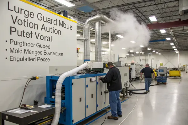 local exhaust ventilation hood over mold