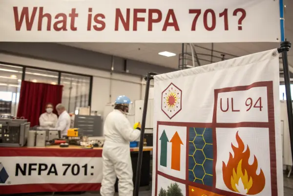 NFPA 701 textile burn test example