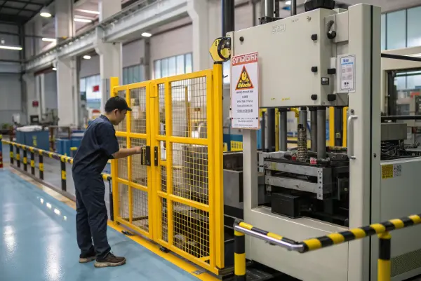 Safety gates on injection molding machine